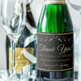 Dourado Casamento Negro Obrigado Garrafa De Champa