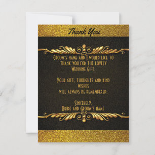 Dourado Casamento Sparkle - Cartões de agradecime