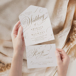 Dourado casamento vintage clássico de caligrafia e