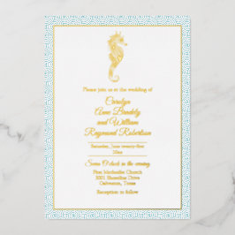 Dourado Cavalo de Mar com Casamento de Quadro Aqua