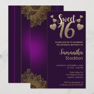 Dourado Chic Mandala Sweet 16 Convite
