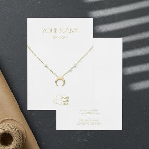 Dourado colar cardíaco pequeno, cartão de exibição