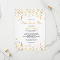 Dourado Conffeti White Elegant Convite de Ano Novo
