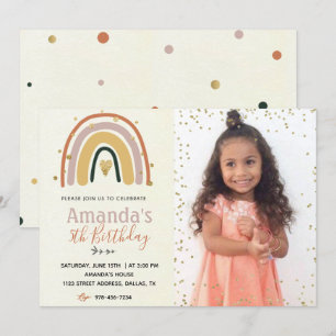Dourado Convite De Aniversário Do Rainbow Boho Co