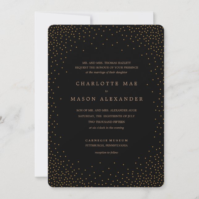 DOURADO convite para casamento CONFETTI (Frente)