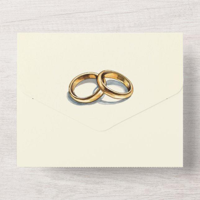 Dourado convite para casamento e RSVP (Back)