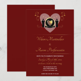 Dourado Convite para Casamento LGBTQ Masculino Bur