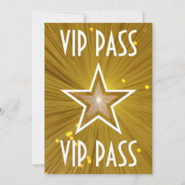 Dourado convite 'VIP PASS' branco