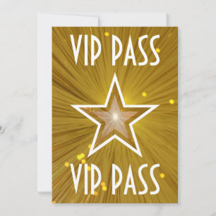 Dourado convite 'VIP PASS' branco