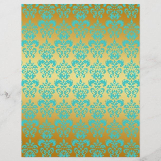 Dourado, Cor damasco Azul Aqua 2 (Frente)