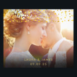 Dourado Corações Confetti Foto de Casamento Keepsa<br><div class="desc">Personalize com sua própria foto e nomes. Apresentando um elegante confete de ouro. Projetado por Piglet © Pura em www.zazzle.com/purepiglet*.</div>