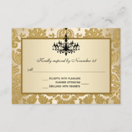 Dourado Damask, Cartão de Resposta de Casamento Ch