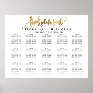 Dourado e adorável Poster de casamento com a tipo