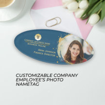 Dourado e azul, adicione o logotipo da empresa e a