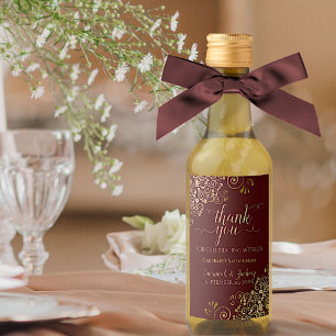 Dourado e Burgundy Casamento Brown Obrigado Mini