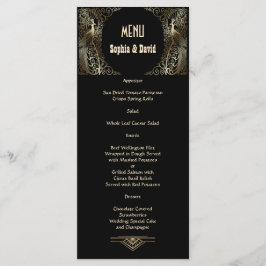 Dourado e charmoso Menu de Casamento de Peacocks A