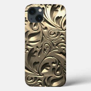 Dourado elegante gravado com aparência de metal fl