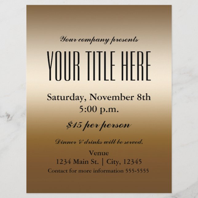 Dourado Elegante Poster de Folheto de Eventos de G (Frente)