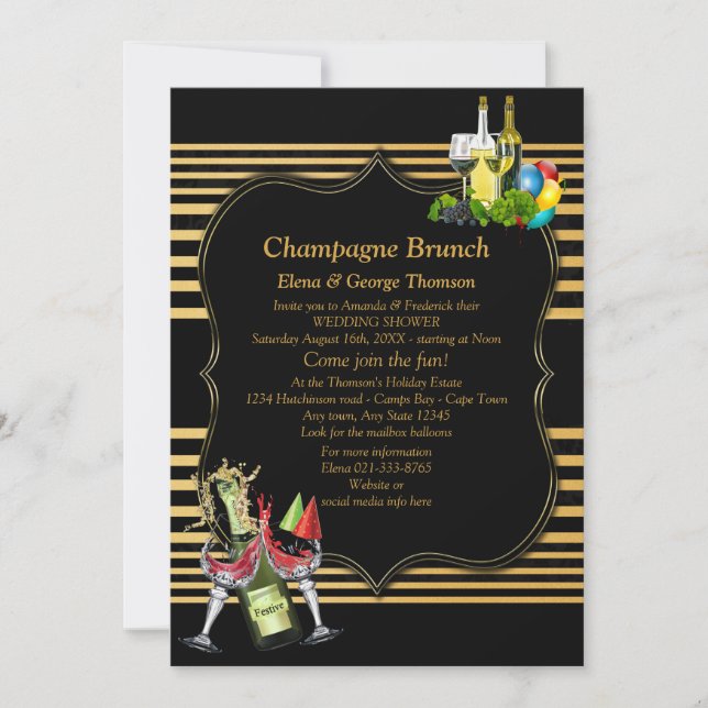 Dourado em Anúncios de Black, art-deco Brunch (Frente)
