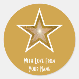 "Dourado" Estrela "Com amor de" adesivo redondo am
