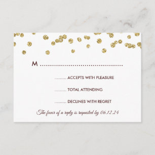 Dourado Faux Glitter Confetti Wedding Marsala RSVP