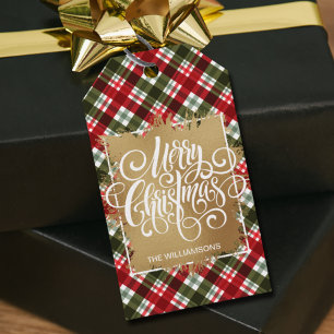 Dourado Feliz Natal nas Etiquetas de Presente da X