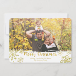 Dourado Floco de Neve Feliz Cartão com fotos de Na