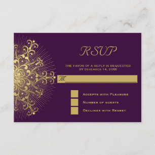 Dourado floco de neve na resposta RSVP de casament