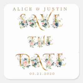 dourado floral azul da meia-noite salvar adesivo d