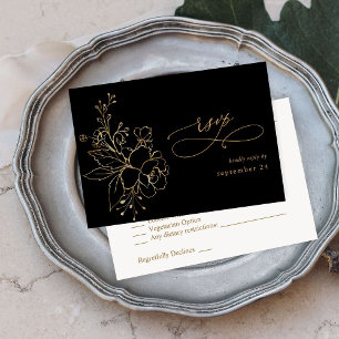 Dourado Floral em preto e Dourado com RSVP 2 de Re