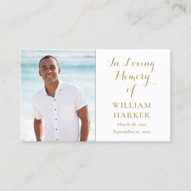 Dourado Funeral Memorial Prayer Cartões com fotos  (Frente)