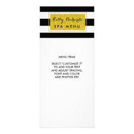 Dourado Glamor Black White Stripes Salon Menu