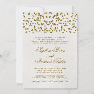 Dourado Glamor Glitter Confetti Convite para Casam
