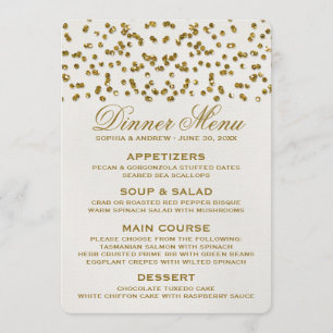 Dourado Glamor Glitter Confetti Menu de Casamento
