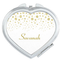 Dourado Glitter Confetti Espelho compacto monogram