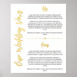 Dourado Heart & Script Weding Vows Keepsa<br><div class="desc">Impressão de folha de ouro dos vossos votos de casamento com os vossos votos numa fonte negra moderna e detalhes na folha de ouro,  com um roteiro encantador e um coração bonito.</div>