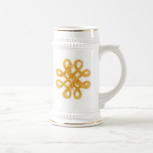 DOURADO KNOT branco e Caneca de cerveja Dourada