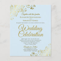 Dourado Lace & Blue BUDGET Convite de casamento So