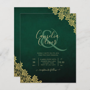 Dourado Lace Emerald Green All-in-1 Convite de cas