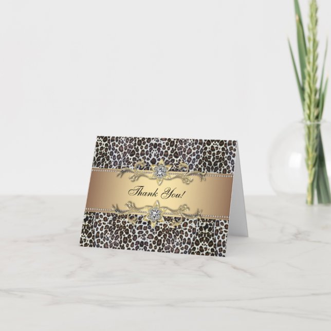 Dourado Leopardo Obrigado Cartões (Frente)