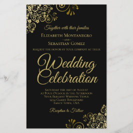 Dourado local no convite para casamento do orçamen