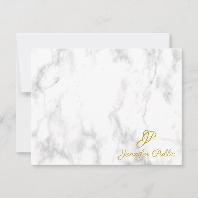 Dourado Manuscrito Script Texto Marble Modelo (Frente)