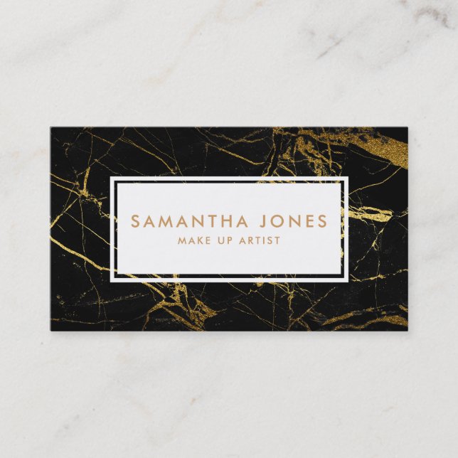 Dourado mármore negro maquiando Cartões de visitas (Frente)