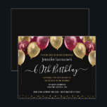 Dourado Maroon Glitter Balões 60º Aniversário<br><div class="desc">Balões de marrom faux elegantes e balões de ouro com brilho na borda superior. Todo o texto é ajustável e fácil de mudar para as necessidades do seu próprio partido. Excelente elegante do modelo guarde a data festa de aniversário design. a qualquer ano,  a idade pode ser alterada</div>