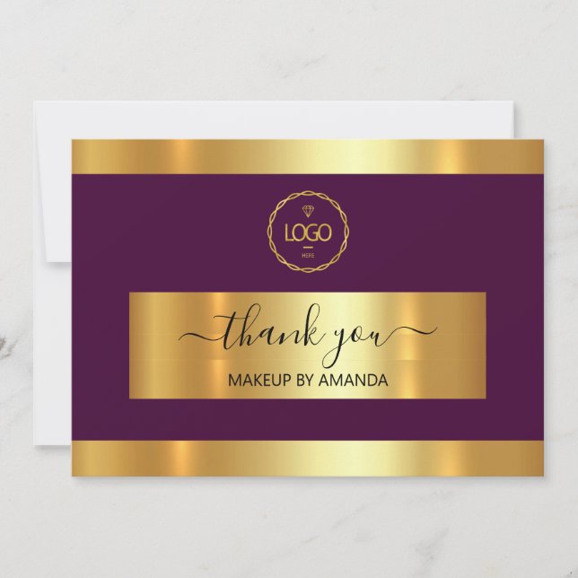 Dourado Marsala Obrigado Cartão de Inserção De Neg (Frente)