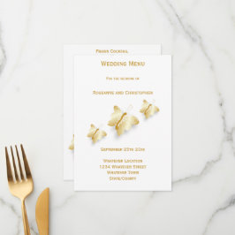 Dourado Menu Casamento Borboletas Design