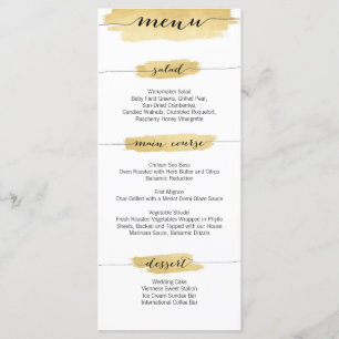 Dourado Menu de Casamento de Brushstrokes