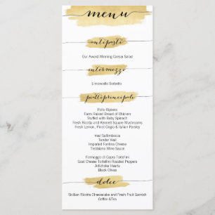 Dourado Menu de Casamento de Brushstrokes