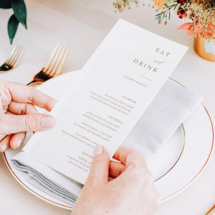 Dourado Menu de Casamento de Caligrafia Elegante