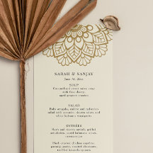 Dourado Menu de Casamento de Mandala